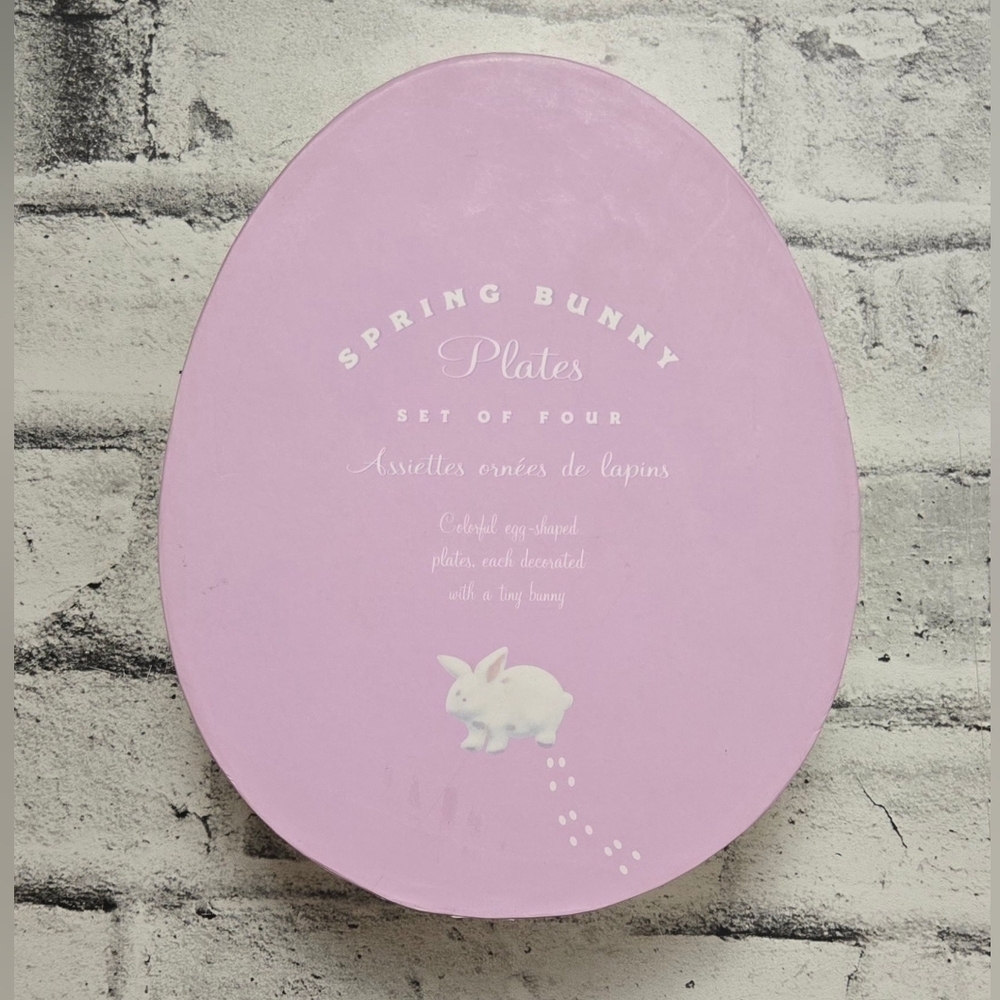 2005 Williams Sonoma Easter Egg Plates Set of 4 Bunny Pastel Ceramic - Picture 2 of 16